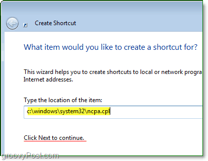 utilisez c: windows system32ncpa.cpl comme chemin de fichier pour ouvrir rapidement les connexions réseau