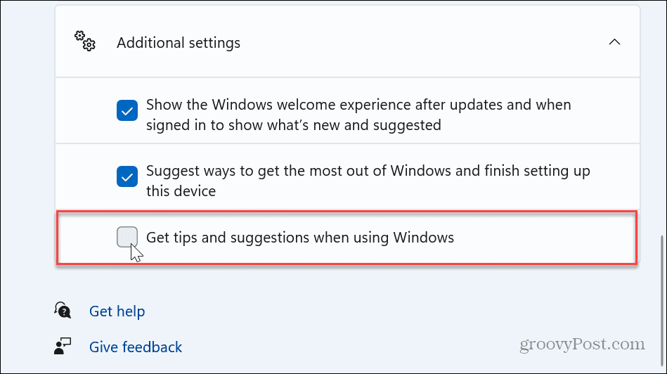 Désactiver les notifications de conseils et de suggestions de Windows 11