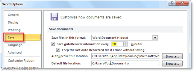 Utilisation de la fonction de récupération automatique dans Office 2010