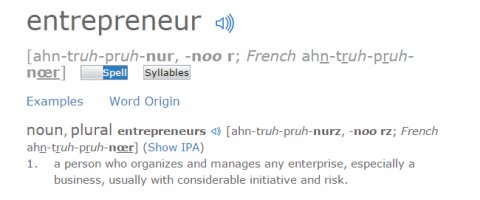 La définition du mot «entrepreneur» est l'idée de risque. 