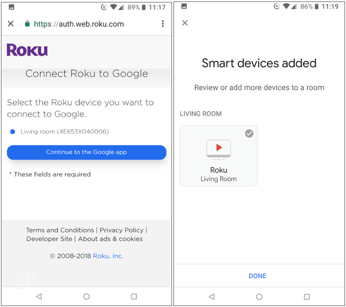 Connectez Roku à Google Home
