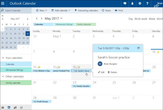 Calendrier Outlook