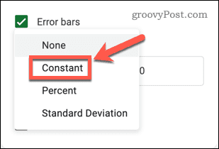 Créer une barre d'erreur dans Google Sheets