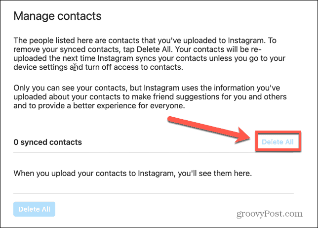instagram supprimer tous les contacts
