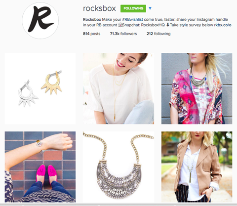 Profil Instagram de rocksbox