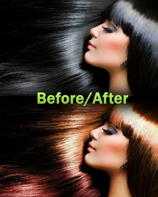 avant après olor modifier cheveux photoshop retouche tutoriel résultat final