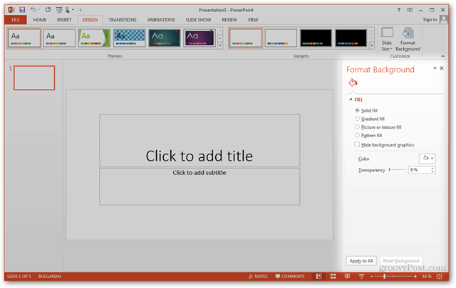 Modèle Office 2013 Créer Créer un design personnalisé POTX Personnaliser les diapositives Tutoriel Comment formater le volet d'arrière-plan