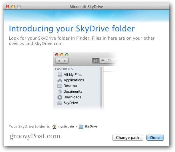 Emplacement de SkyDrive sur Mac