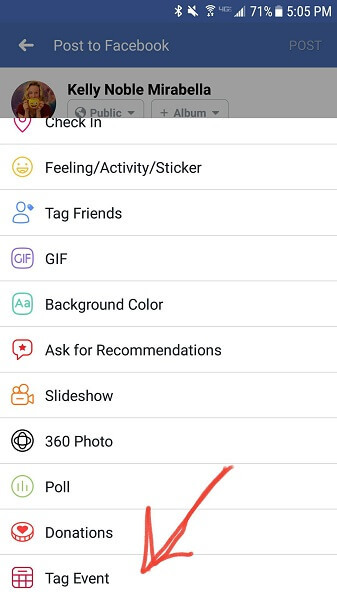 Facebook ajoute la possibilité de marquer un événement dans les mises à jour de statut sur mobile.