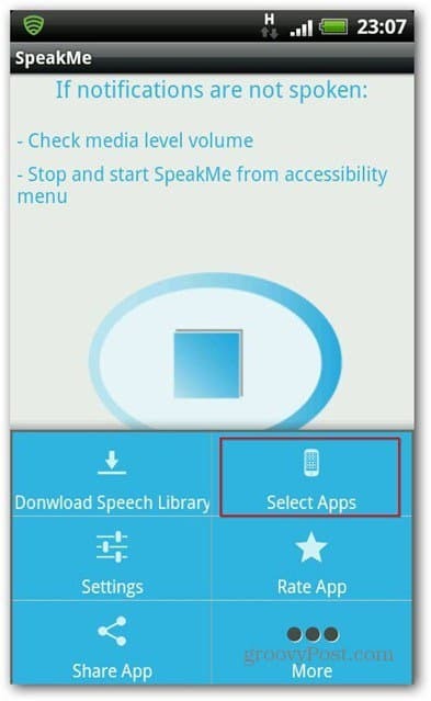 SpeakMe pour certaines applications Android