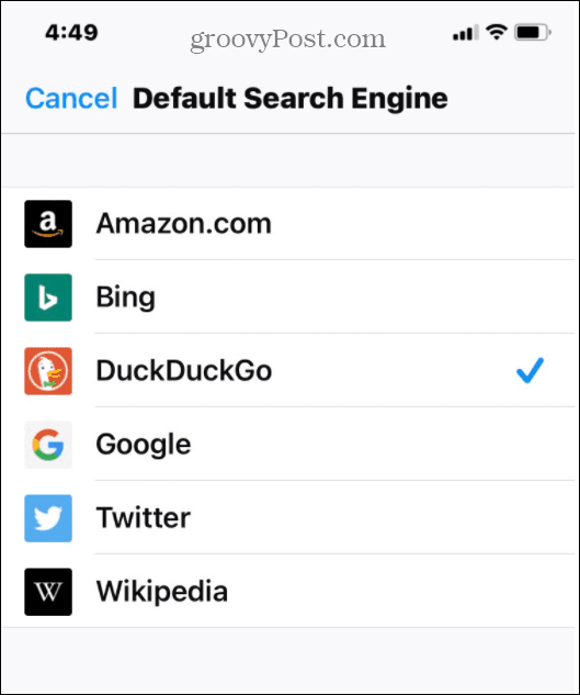 Firefox sélectionne la liste de recherche par défaut