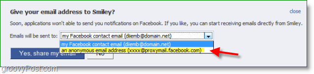 Capture d'écran du courrier indésirable sur Facebook - le proxy n'est pas le paramètre par défaut