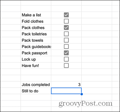 cellule sélectionnée dans Google Sheets