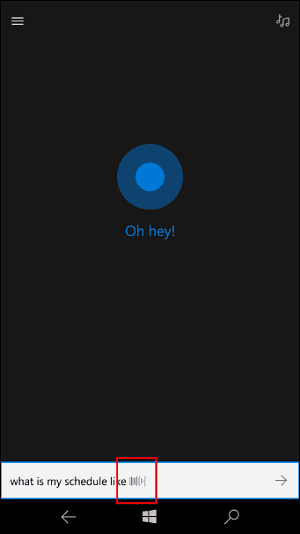 Animation d'écoute Cortana