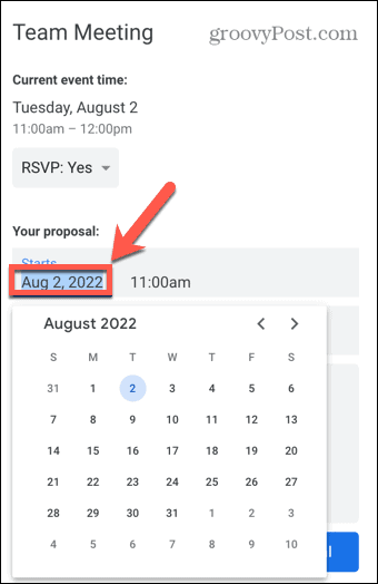 calendrier google nouvelle date