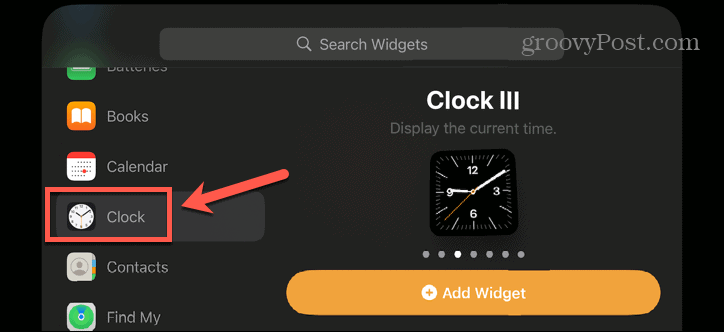 widgets d'horloge de veille iphone