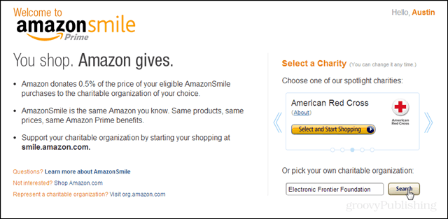 Faites un don à votre organisme de bienfaisance préféré avec Amazon Smile