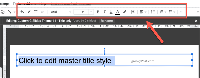 Options de personnalisation d'une zone de texte de modèle dans Google Slides