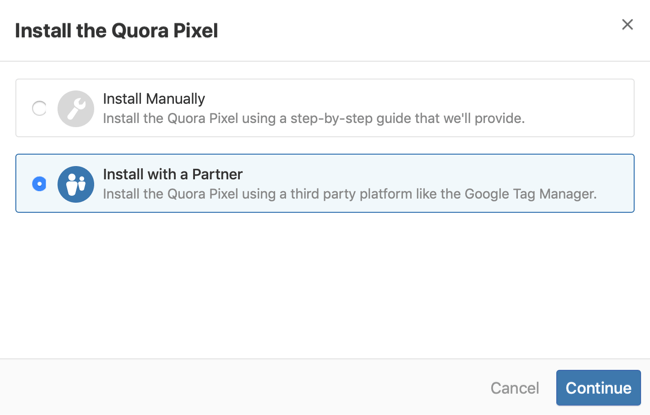 étape 2 de l'installation du pixel Quora avec Google Tag Manager