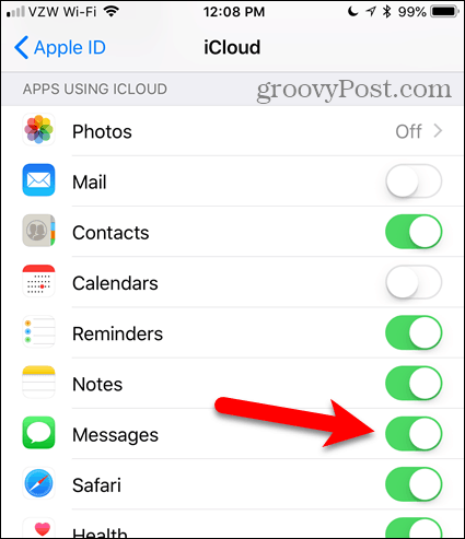 Activer les messages sur iCloud dans iOS