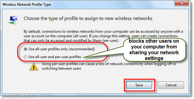 gérer le type de profil réseau Windows 7
