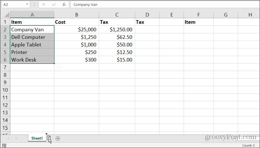 copier une feuille dans excel