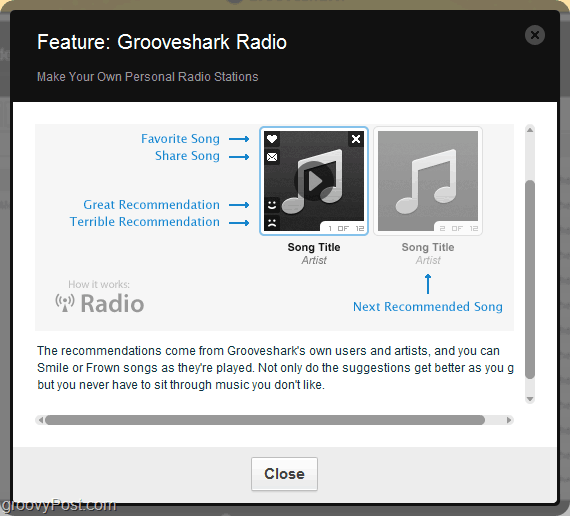 utiliser le moteur de recommandations de Grooveshark via la radio Grooveshark