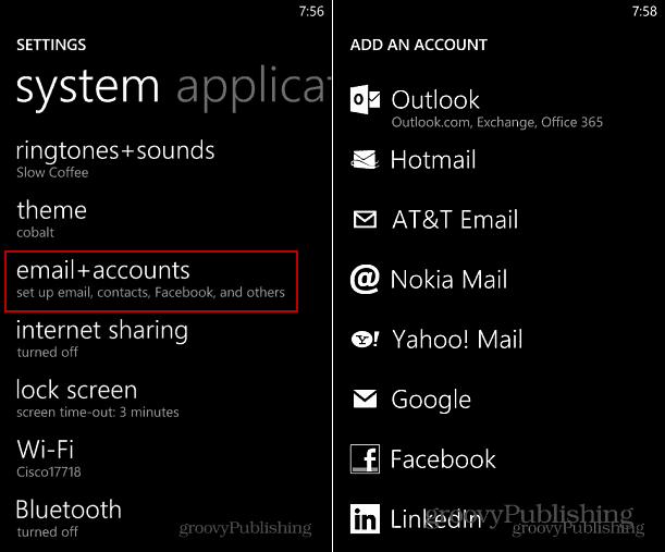 Ajouter un compte Windows Phone 8