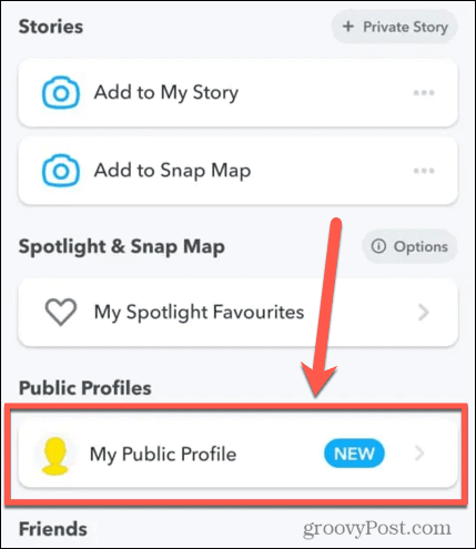 snapchat mon profil public