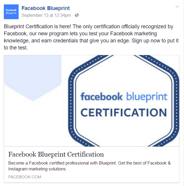 certification de plan Facebook