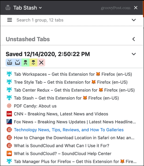 Extension Firefox Tab Stash