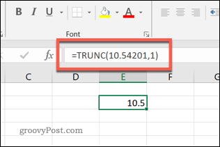 La fonction TRUNC dans Excel à une décimale