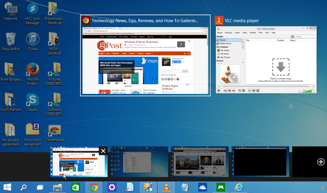 Affichage des tâches Windows 10