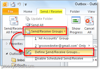envoyer recevoir des groupes dans Outlook 2010