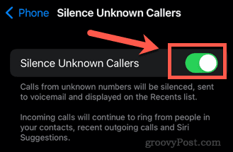 activer le silence des appelants inconnus iphone