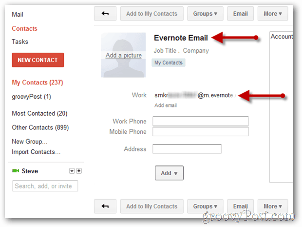 créer un contact gmail