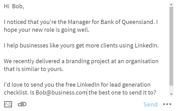 Créez des scripts que vous personnalisez lorsque vous envoyez des messages pertinents à LinkedIn.