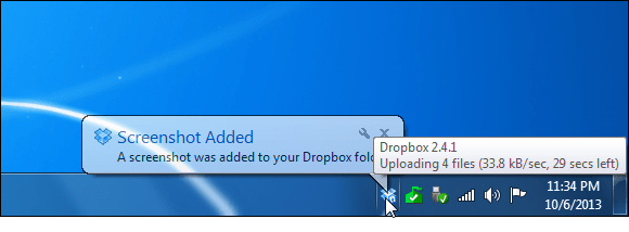 Capture d'écran de la version Dropbox ajoutée