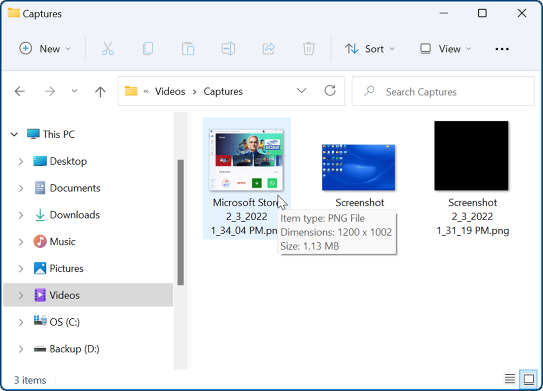 dossier de capture vidéo prendre une capture d'écran sur Windows 11