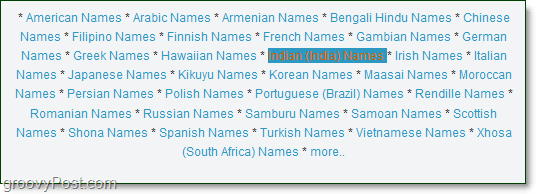 une liste de noms indiens à prononcer