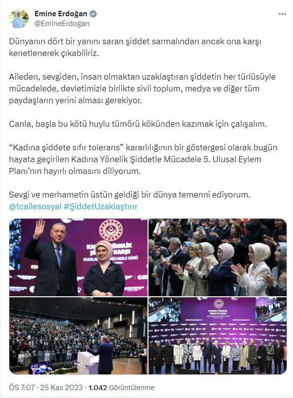 La Première Dame Erdoğan partage la Journée de la violence contre les femmes