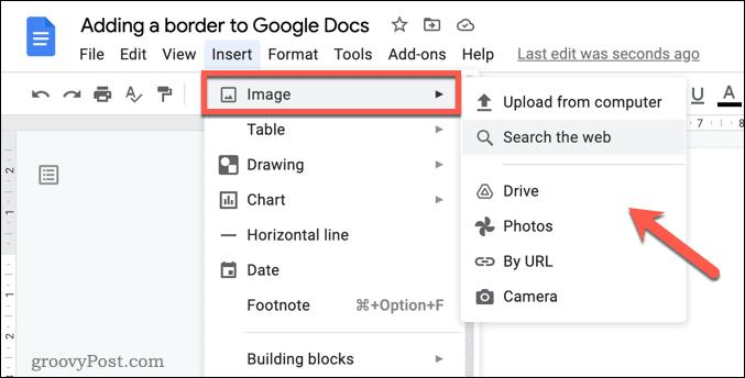Insérer une image dans Google Docs