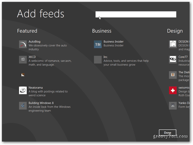 Windows 8 News Feed Add