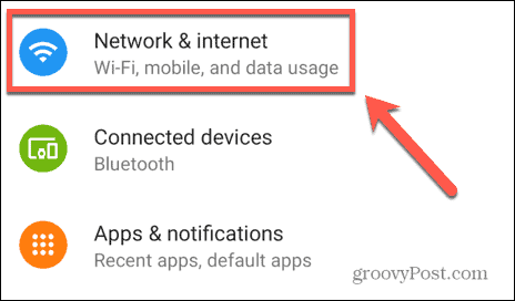 paramètres réseau et internet android