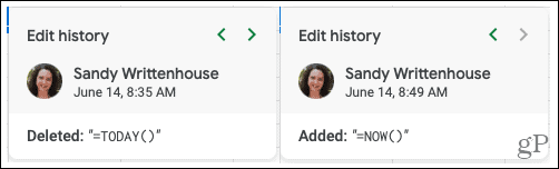 Modifier l'historique d'une cellule dans Google Sheets