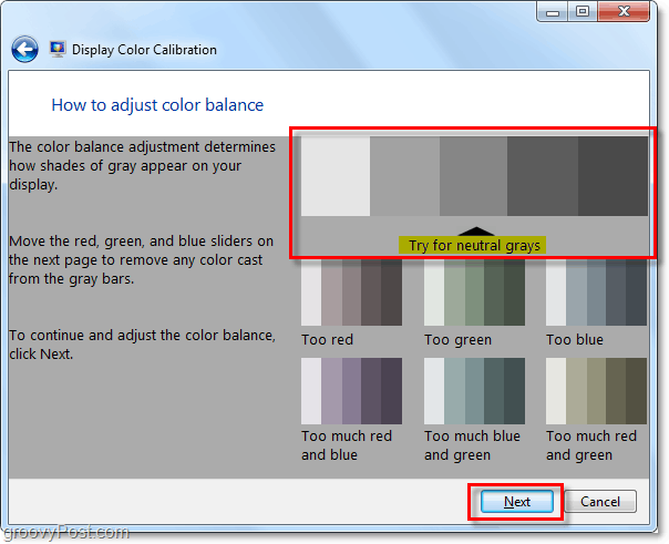 les couleurs nuetral pour windows 7 sont montrées dans l'exemple, essayez de les faire correspondre