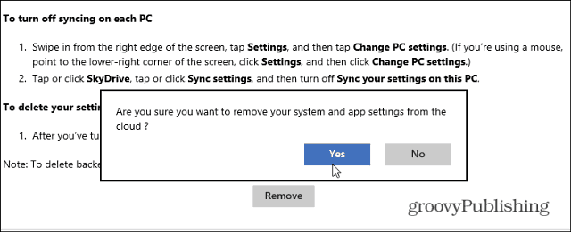 Supprimer les données synchronisées de SkyDrive dans Windows 8.1