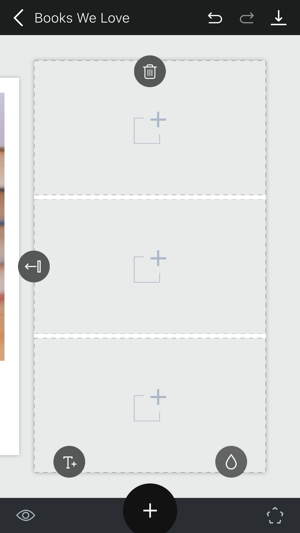 Créez une histoire Instagram dépliée étape 7 montrant le modèle de page avec la corbeille.