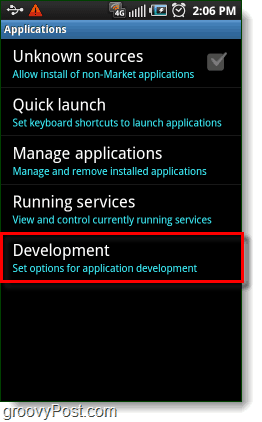 Paramètres des applications de développement Android