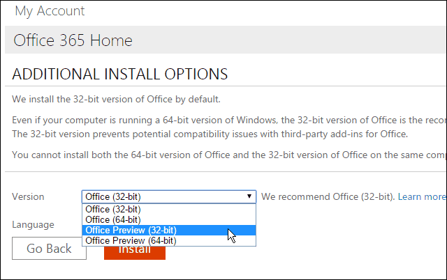 Installer Office 2016 Preview